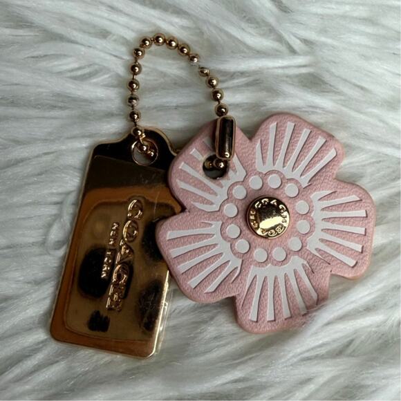 Coach Handbags - 1" COACH Gold Tea Rose Flower Floral Bag Charm Hang Tag
